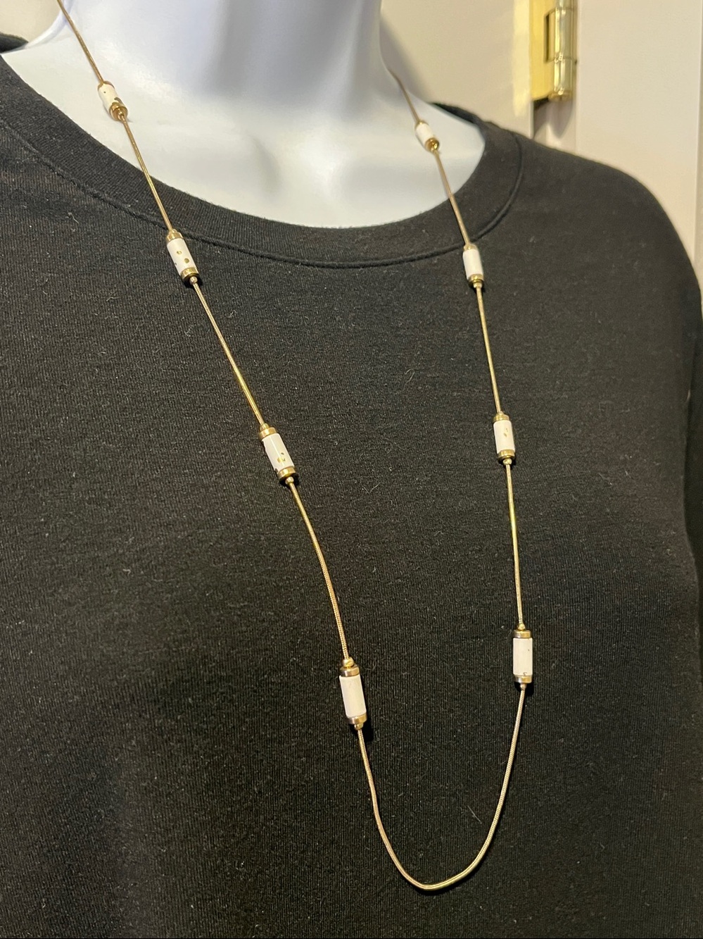 Vintage Napier Gold Plated Enamel Station Necklace
